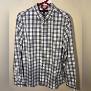 ⭐️Michael Kors Men's Gray Checkered Shirt Slim Fit Size Large